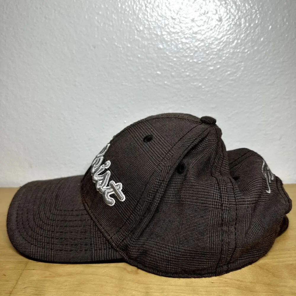 Titleist Baseball Hat Spell Out Logo Plaid Pattern Embroidered Front Strap back